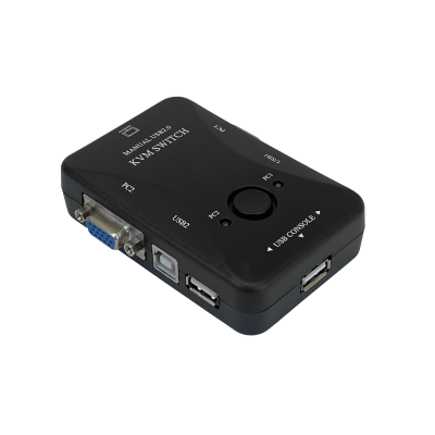 KVM21UA Conmutador KVM 2 puertos USB/VGA con hub de 3 puertos USB 2.0, requiere cables, no incluye fuente de poder, resolución 1920x1440