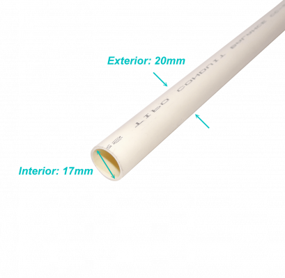 PVC20W-3 LINKCHIP 3mt 20mm x 1,3mm Tubería Conduit Blanca PVC solo corriente debil