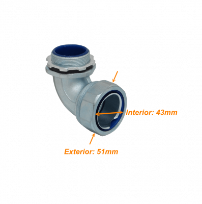 M40-SAC Metálico 40mm Conector Curvo Prensacables para Conduit Aislante IP65