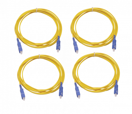 JFSCC3X-4 juego de 4 unidades de cable jumper simplex de fibra óptica monomodo SC-SC/UPC de 3 metros, núcleo 9/125um, diámetro exterior 3mm