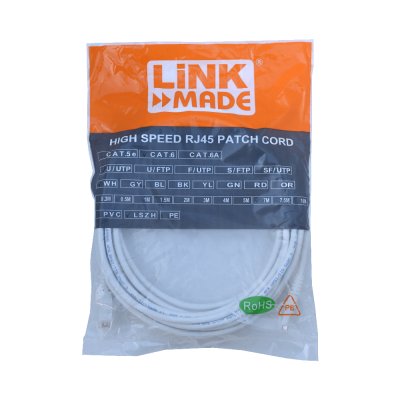 CP6W-70L LINKMADE Cable de Parcheo Cat6 U/UTP Blanco LSZH 7 metros Multifilar Moldeado