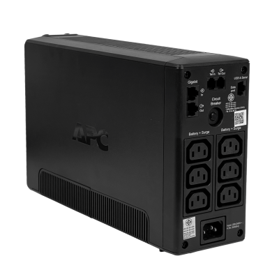 BR900MI APC Sistema de alimentación ininterrumpida de 900 VA / 540 W, batería de 68 Wh con 1 módulo de 9,4 Ah, tiempo de transferencia de 10 ms, 6 tomas C13, 1 entrada C14, puertos USB y serial, rango de entrada 176-294 VCA