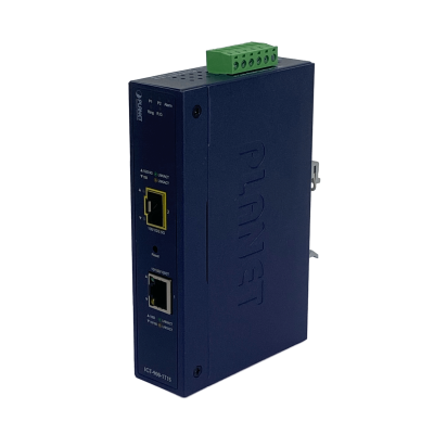 IGT-905A PLANET Convertidor de Medios Industrial para Riel DIN con Slot SFP 10/100/1000, Alimentación 9-48VDC