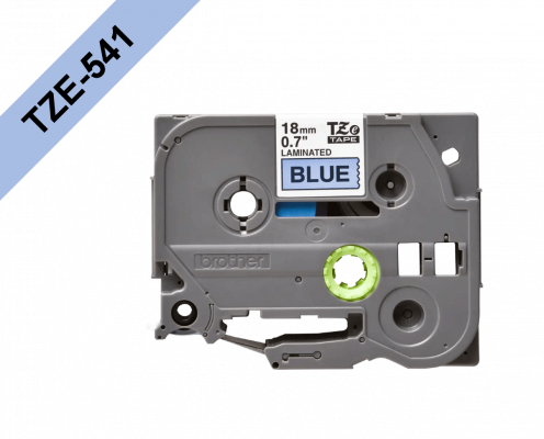 TZE-541 BROTHER 18mm Cinta de 8 metros Negro sobre Azul para PT-E300VP/D600VP/E550WVP