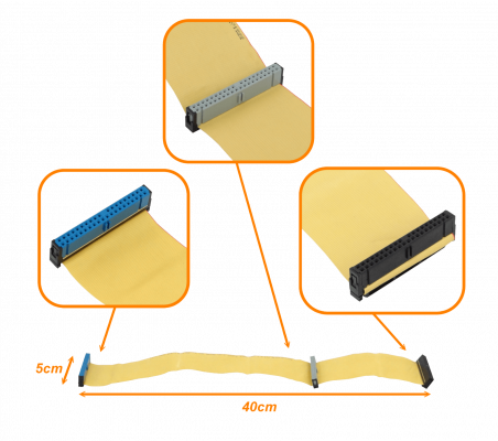 CABLE-IDE40 CABLE IDE 40cm-longitud total 3-Conectores Doble Cinta Plana 80 pines Legado
