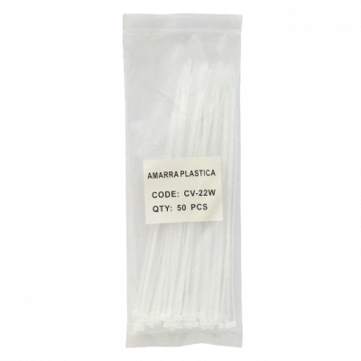 CV-22W 50-un 200x2,5mm Blanca Amarra Plastica Nylon 2.5x200mm