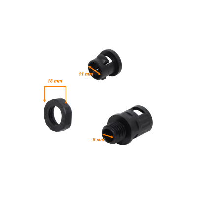 FLEP10-SA 10mm Salida Caja Prensa Estopa p/Conduit Flexible Plastico Negro