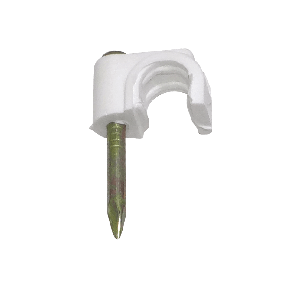 GRAMPA-C6W KALOP 50 unidades C6 Blanca 6x6mm Clavo-15x2mm Galvanizado Fijación para cable coaxial