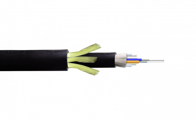 CFSS24 SM Cable ADSS monomodo de 24 hilos G652D con cubierta doble de polietileno exterior, vano de 200 metros y diámetro de 13mm