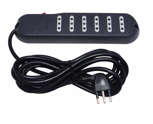 ELG-63 BTICINO 3 Metros 6-TOMAS EXTENSIÓN NEGRO 10A REGLETA INTERRUPTOR-LUMINOSO