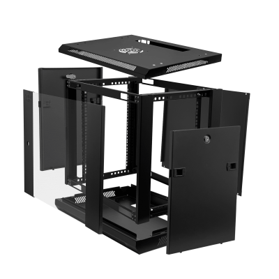 RK09-4LD LINKMADE Desarmado 9U 45CM-Fondo Gabinete Rack Pared Muro Negro