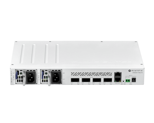 CRS504-4XQ-IN MIKROTIK 4-QSFP28-100G 1-100 L5 36-57VDC 2-220VAC necesita-cables-C13 PoE-entrada