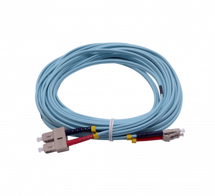 JF3LC10 Cable de fibra óptica dúplex multimodo OM3 LC-SC de 10 metros, 50/125 µm, 3.0 mm, cubierta LSZH