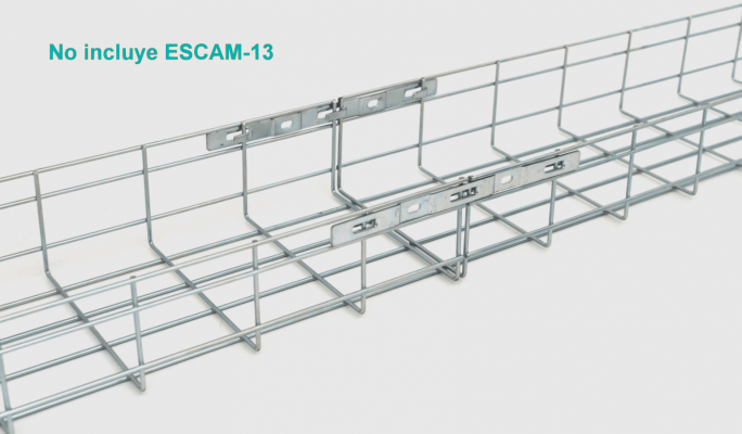 ESCAM-CON LINKCHIP Conector tipo Q para Escalerilla Canasto de Malla Hilo 3-6mm dimensiones 268x19x10mm