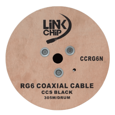 CCRG6N RG6 Negro 305 metros Bobina RG-6 Cable Coaxial 75ohm Aleación-CCS