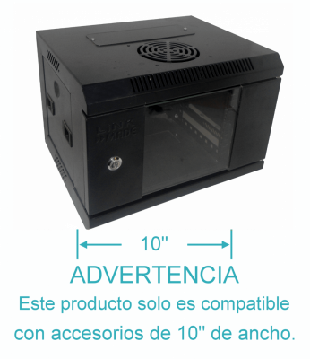 RK1004-3L LINKMADE Armario Rack de 4 Unidades, 10 Pulgadas de Ancho y 30cm de Fondo, Negro con Puerta de Cristal
