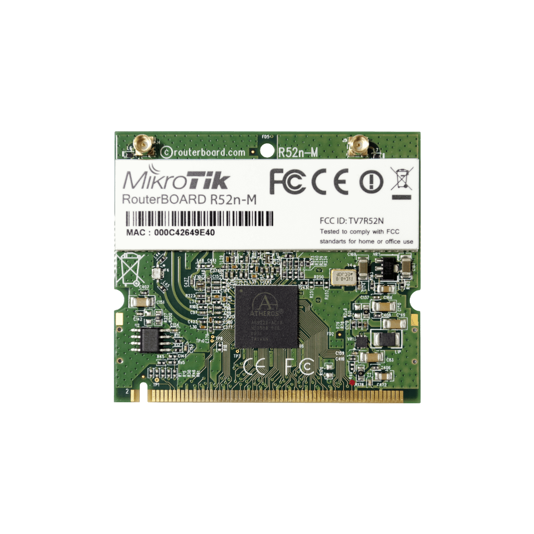 R52NM MIKROTIK 2-MMCX 23DBM 2,4GHZ/5GHZ A/B/G/N300 200MW AR9220 TARJETA MINIPCI