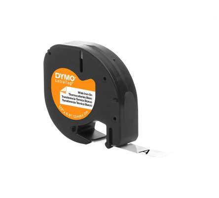 18771 DYMO Planchable p/Tela Negro sobre Blanco 12mm x 2mt Etiqueta Letratag
