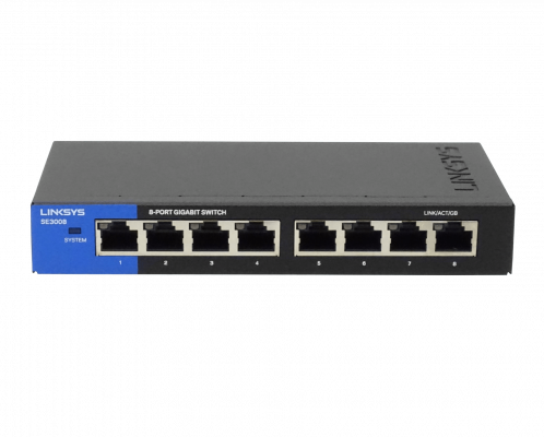 SE3008 LINKSYS Switch de Escritorio 8 Puertos 10/100/1000 Gigabit No Administrable No Rack 169x90x27mm
