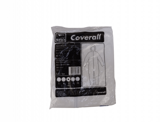 BUZO-L Overol Desechable Blanco Polipropileno Talla L con Cremallera y Capucha