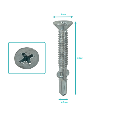 YUW6-16 Tornillo Autotaladrante Winger 100 piezas 10-24 X 1-7/16 pulgadas 652120001