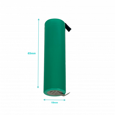 18650-P 18x65mm 1-Celda Soldable 3,7V 3200mAh Ion-Litio Recargable Acumulador 11,84Wh