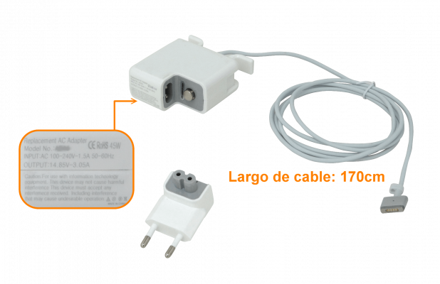 MAGSAFE2-45W Compatible 14,85V 45W 3,1 Alimentador Magnético para MacBookAir