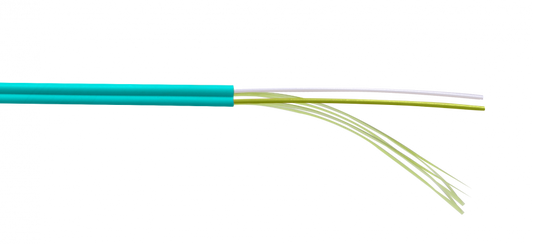 CF3Z2 Latiguillo de fibra óptica dúplex multimodo OM3 50/125 µm, configuración Zipcord de 3,0 mm, cubierta LSZH, longitud de 1 metro.