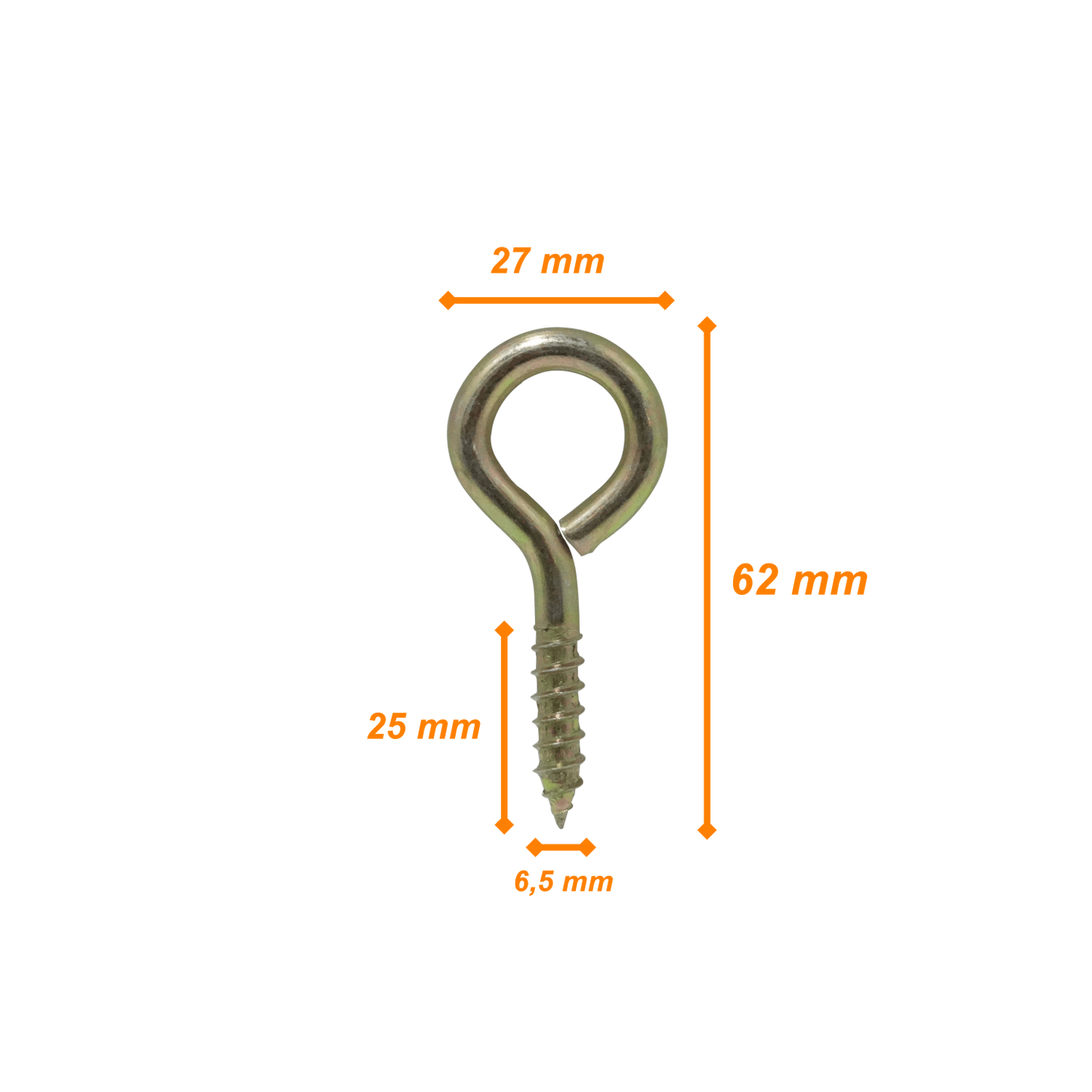 CANC-C27 12-piezas 1/2pulg Cuerda-6,5x25mm argolla-27mm-Cerrada 62mm-Largo-Total
