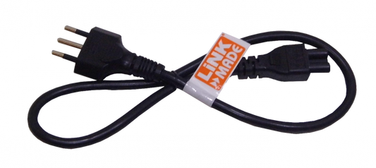CIMT 0,6mt Negro Trebol-C5-Hembra Chile-Macho Cable Alimentacion 6A 3x0,75mm2 60cm