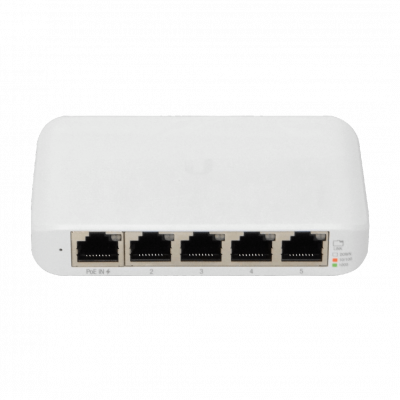 USW-FLEX-MINI-5 UBIQUITI Mini switch de interior capa 2 con 5 puertos, velocidad 5-1000 Mbps, alimentación PoE pasivo requerida, gestionable vía UniFi