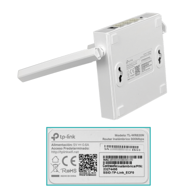TL-WR820N TP-LINK 2-Puertos LAN N-300Mbps 2-Antenas-Fijas 1-Puerto WAN 2,4GHz Enrutador Inalámbrico