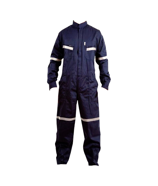 OVEROL-SA S Overol de popelina poliéster azul talla 42/44 para altura 168cm con cintas reflectantes