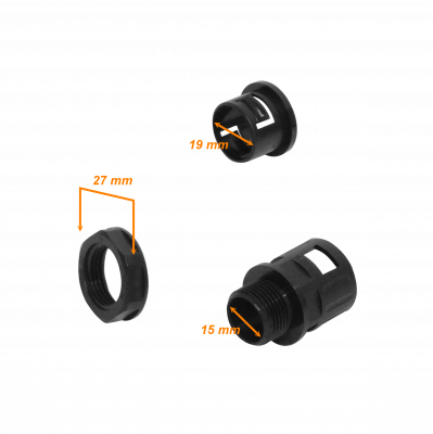 FLEP19-SA Terminal de Salida 19mm Prensacables para Conduit Flexible Plástico Negro