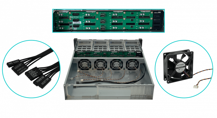 RAG-2US LINKMADE Caja de Almacenamiento 2U para Rack 12x3,5 Hotswap MATX Necesita Fuente ATX