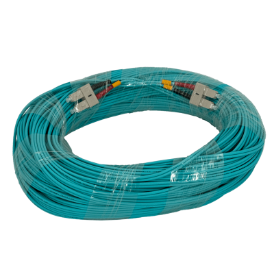 JF3CC60 Latiguillo de fibra óptica multimodo OM3 dúplex SC a SC de 60 metros, cable de 3,0mm con núcleo/revestimiento 50/125µm y cubierta LSZH