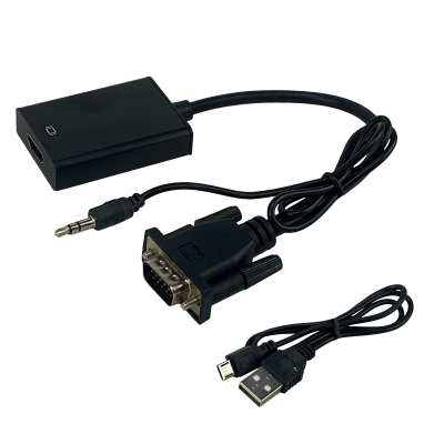 VGAHDMI Adaptador VGA-Hembra/Entrada Audio 3,5mm-Hembra a HDMI-Hembra/Salida Convertidor de Señal Video Phone-1/8