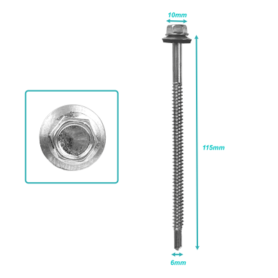 YUZ9-36 Hexagonal-10mm 100u 14x4 1/2 Largo-115mm Torn Autoperforante 641544001