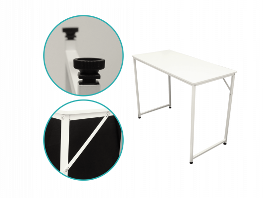 MESA-E Escritorio Plegable 100x48x75cm Superficie Aglomerado MDF 12mm Estructura Metálica con Patas de Acero