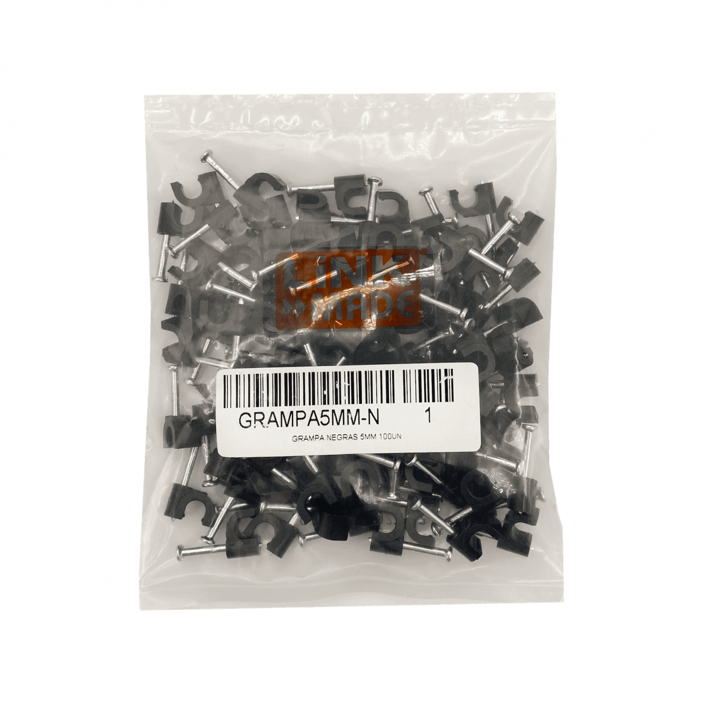 GRAMPA5MM-N LINKMADE Sujetacables 5mm Circular Negra Clavo para Hormigón 100-piezas