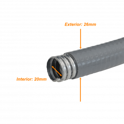 FLEXU-25 Rollo de 30 Metros de Tubería Conduit Metálica Semi-Flexible Recubierta de PVC de 25mm (3/4 de Pulgada)