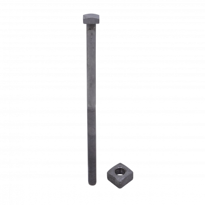 GTL00610 Perno de sección cuadrada 5/8 x 12 pulgadas con tuerca cuadrada de 27 mm, diámetro 0,625 pulgadas, longitud 12 pulgadas, 1 pieza