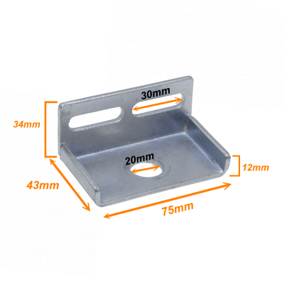 CCA-H Metálica 75 x 44 x 35 mm Componente para Colgante Rosca M16 Rosca M8 Grosor 3 mm