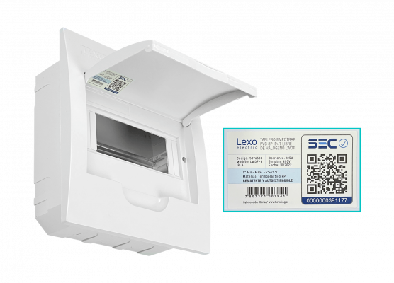 CADIN-08E LEXO Caja de Superficie LSZH 8 Módulos Carril DIN IP41 IK08 5396508
