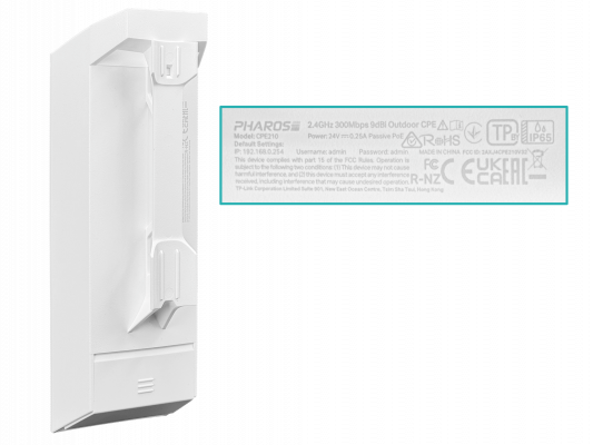 CPE210 TP-LINK Antena exterior 2,4 GHz, ganancia 9 dBi, MIMO 2x2, potencia 27 dBm, alcance 2-100 m, incluye PoE pasivo 24 V / 24 W, haz de 65 x 35 grados
