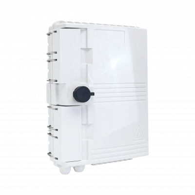 BOX-16 Caja de Fibra Óptica NAP Blanca para 16 Fusiones Rectangulares con 2 Entradas de Estopa, Grado de Protección IP65, Incluye Llave y Requiere Acopladores