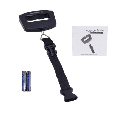 PESA-KG. Pesa Digital tipo Gancho para Equipaje 50kg inc-2xAAA Flexometro-100cm