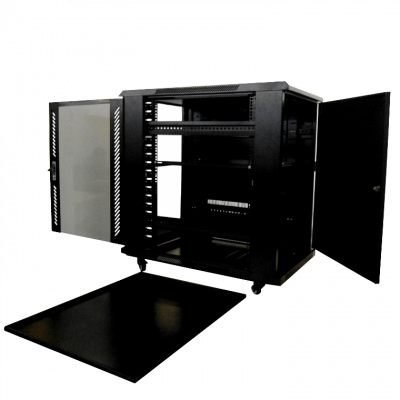 RK18-9VL LINKMADE 18U 90CM-FONDO RACK PISO C/PDU-VENT NEGRO