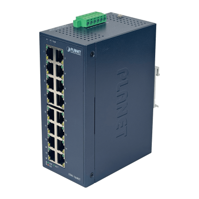 ISW-1600T PLANET 16-100 Switch Industrial Riel-DIN no-Admin req/12-48VDC/24VAC
