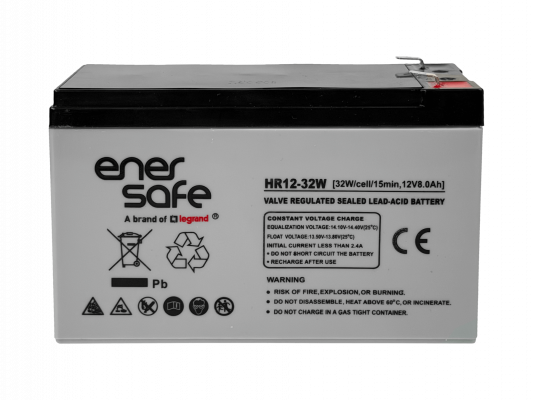 BTA12-8 ENERSAFE Acumulador 8AH de plomo-ácido 12V estanco VRLA, modelo HR12-32W 8AH